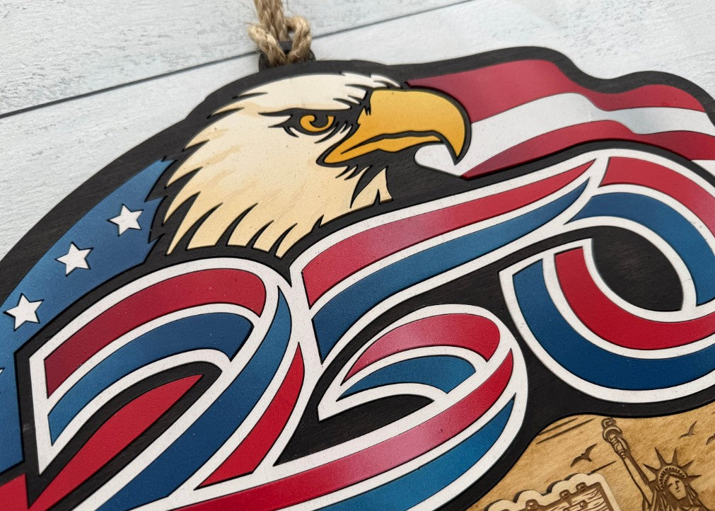 America 250th Anniversary Layered Laser Cut Sign