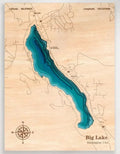Big Lake 3D Wood Topography Map
