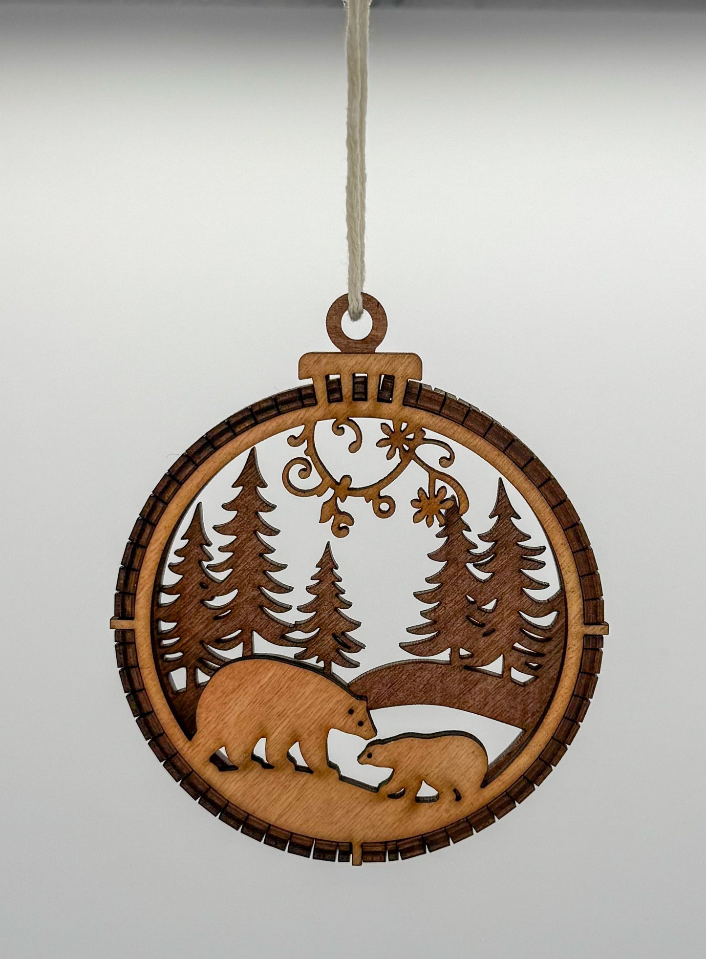 Laser-Cut Wooden Christmas Ornaments – Set of 5 Winter Scenes