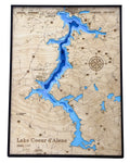 Lake Coeur d’Alene 3D Wood Topography Map