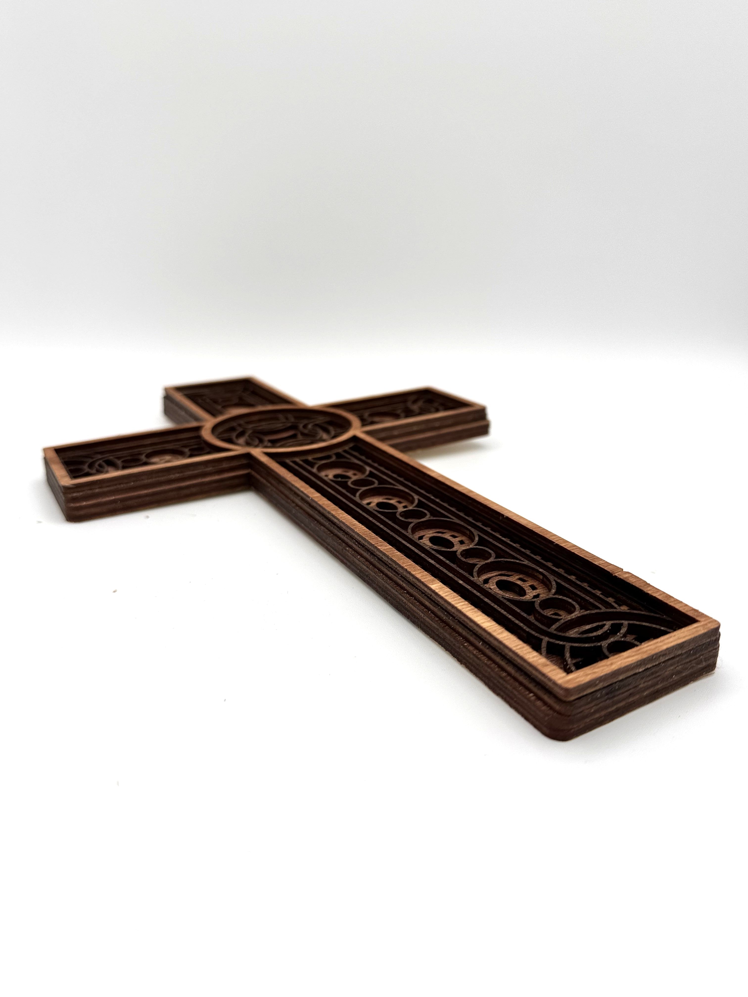 3D Ornate Layered Wood Cross