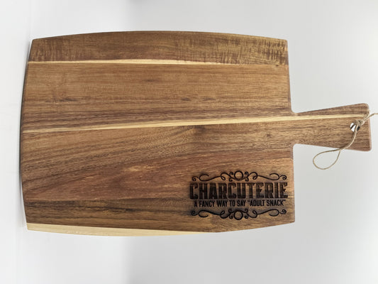 Custom Engraved Charcuterie Board – "Adult Snack"