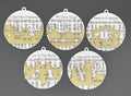 Laser-Cut Wooden Christmas Ornaments – Set of 5 Christmas Carols