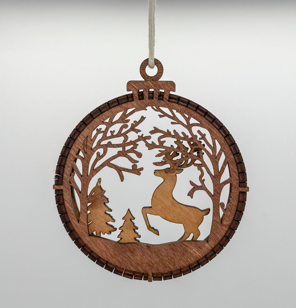 Laser-Cut Wooden Christmas Ornaments – Set of 5 Winter Scenes