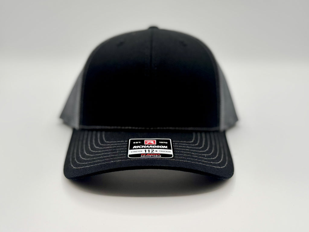 Richardson Snapback Hat, Black/Gray – Custom Leatherette Patch