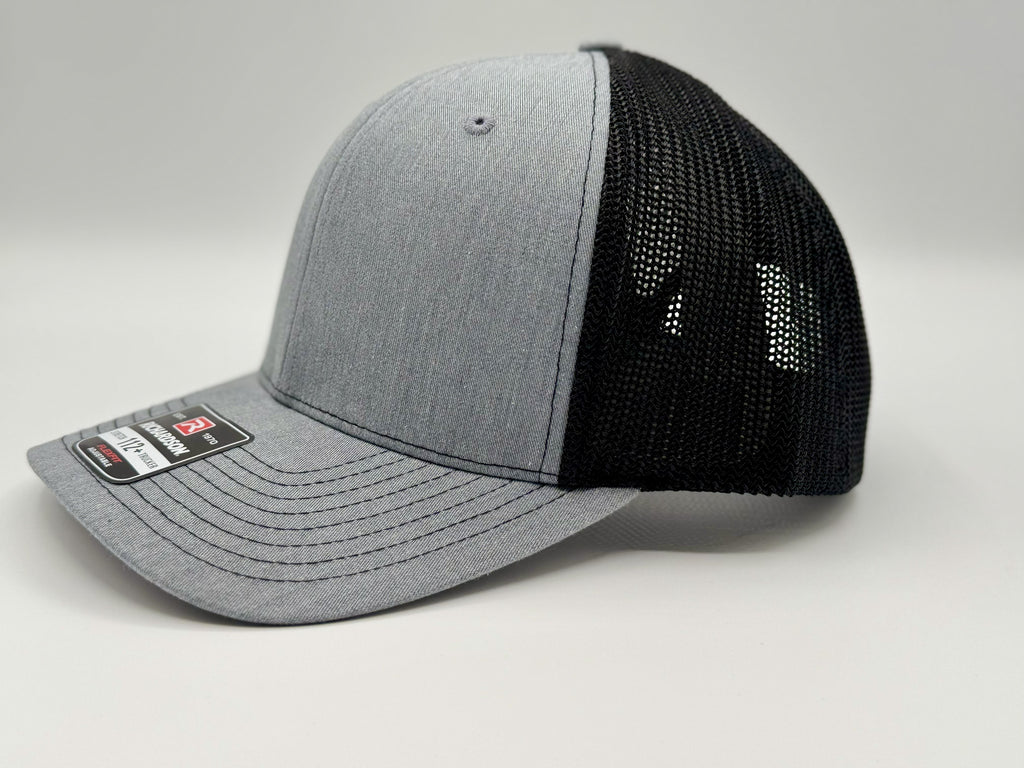Richardson Snapback Hat, Gray/Black – Custom Leatherette Patch