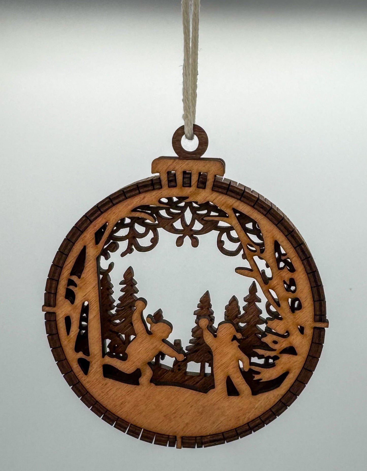 Laser-Cut Wooden Christmas Ornaments – Set of 5 Winter Scenes