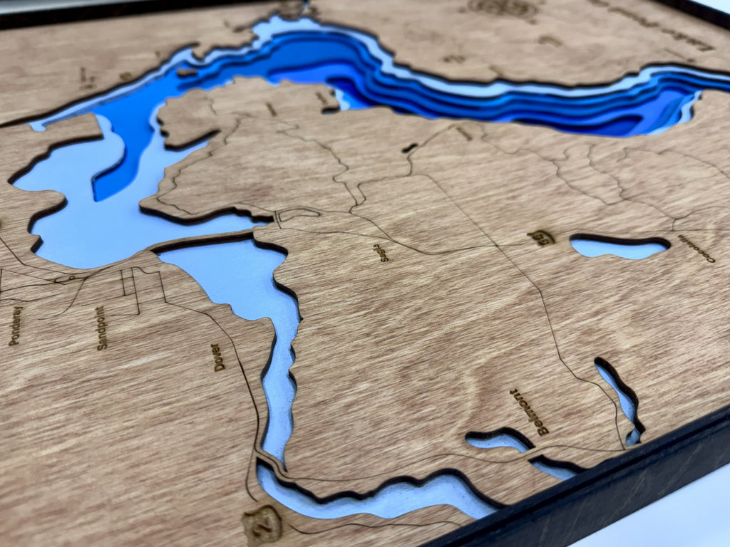 Lake Pend Oreille 3D Wood Topography Map