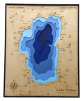Lake Tahoe 3D Wood Topography Map