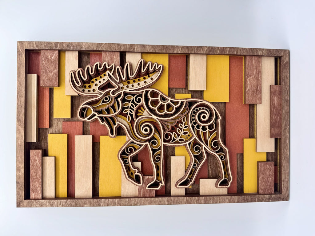 Layered Moose Wood Wall Art