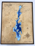 Priest Lake 3D Wood Topography Map