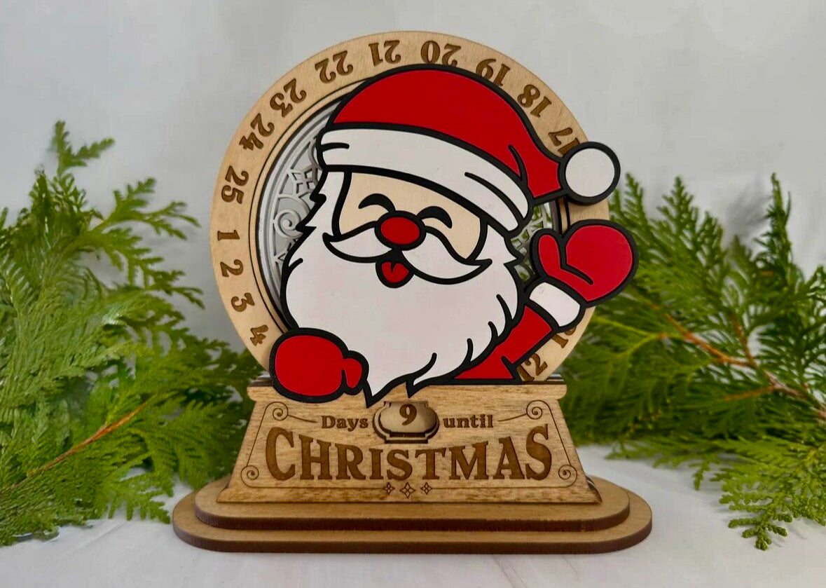 Wooden Santa Christmas Countdown Calendar