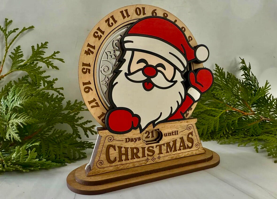 Wooden Santa Christmas Countdown Calendar