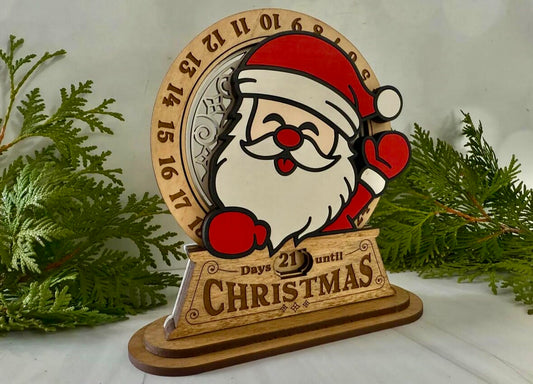 Wooden Santa Christmas Countdown Calendar