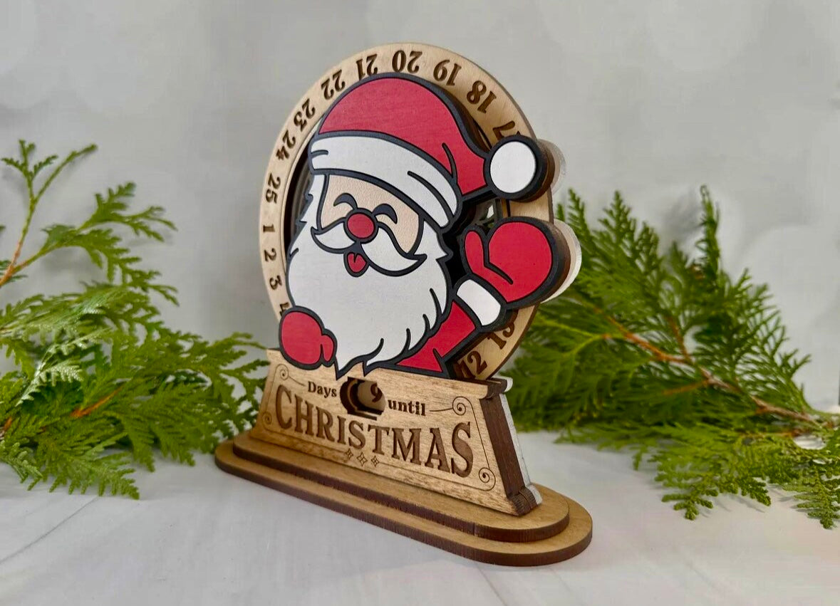 Wooden Santa Christmas Countdown Calendar