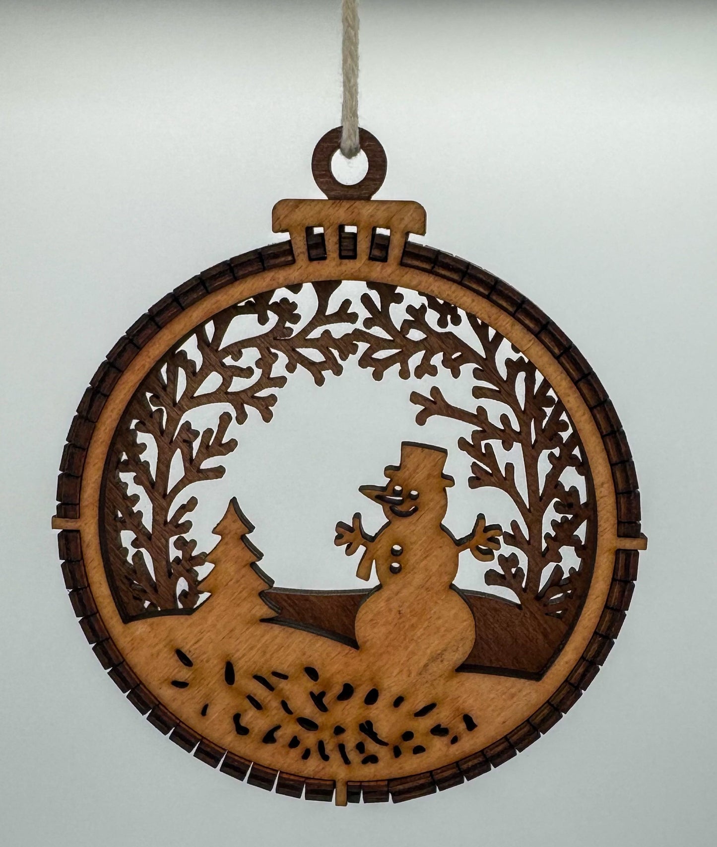 Laser-Cut Wooden Christmas Ornaments – Set of 5 Winter Scenes