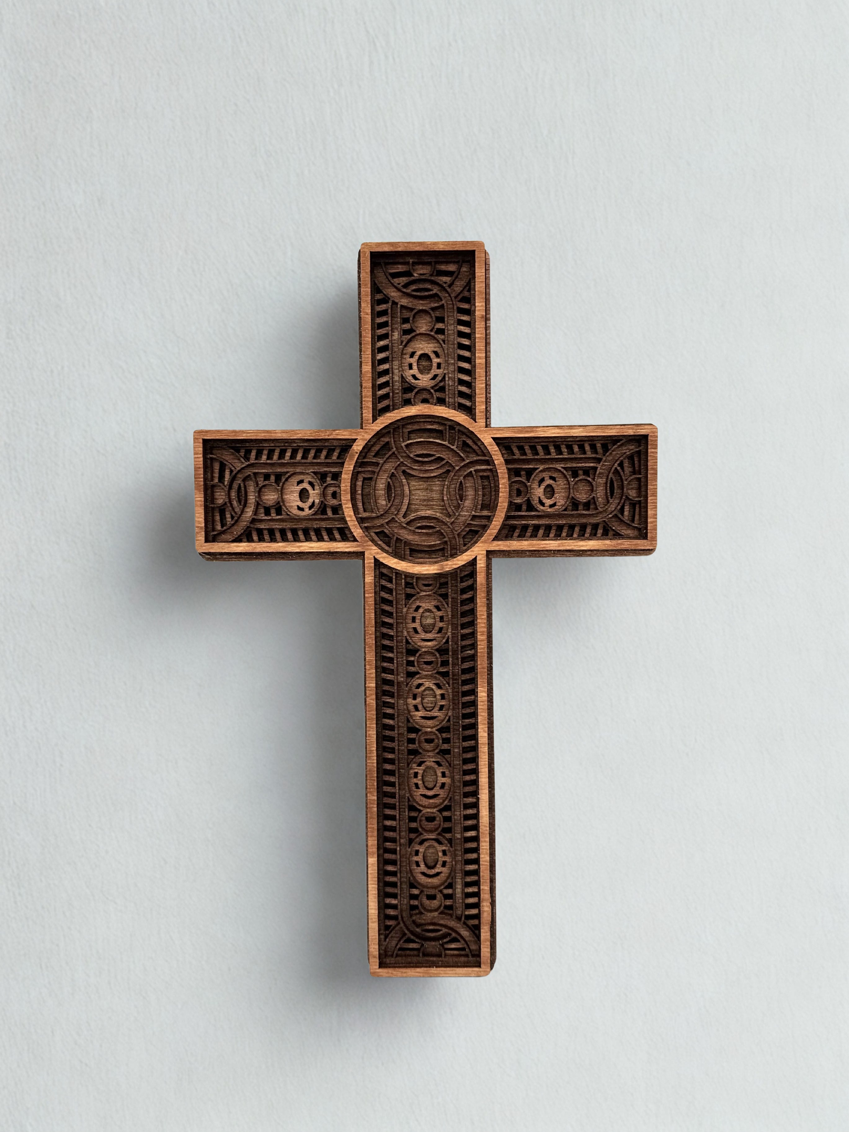 3D Ornate Layered Wood Cross