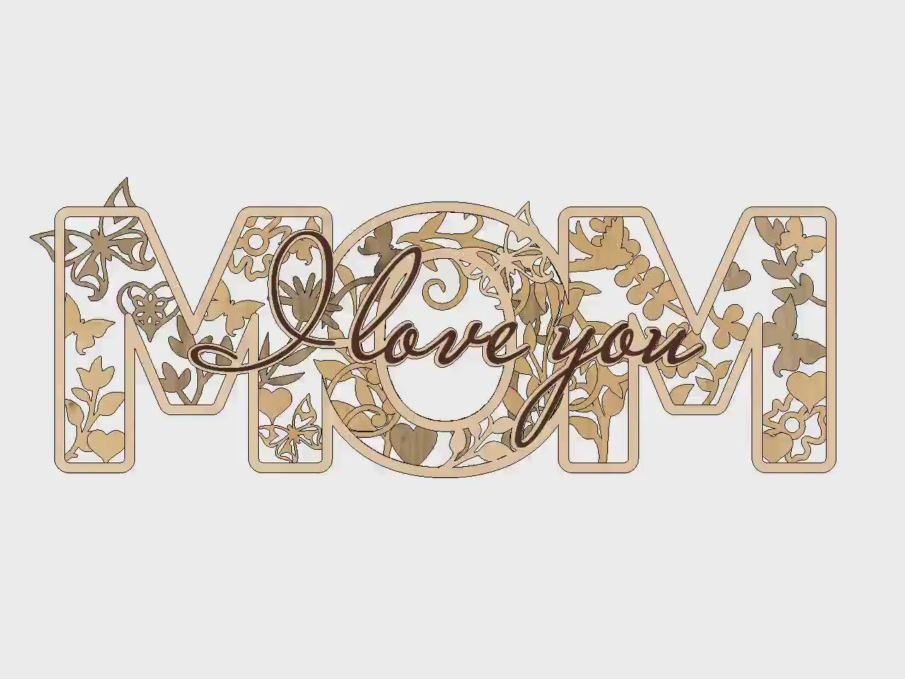 6-Layer MOM Sign with I Love You Script